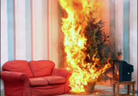 christmas tree burning