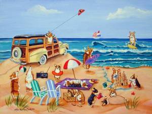 Corgi-Beach-Party